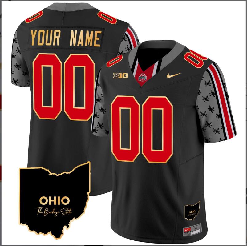 Men Ohio State Buckeyes 2024 Home Patch Gold Trim Vapor black Limited Custom NCAA jerseys2